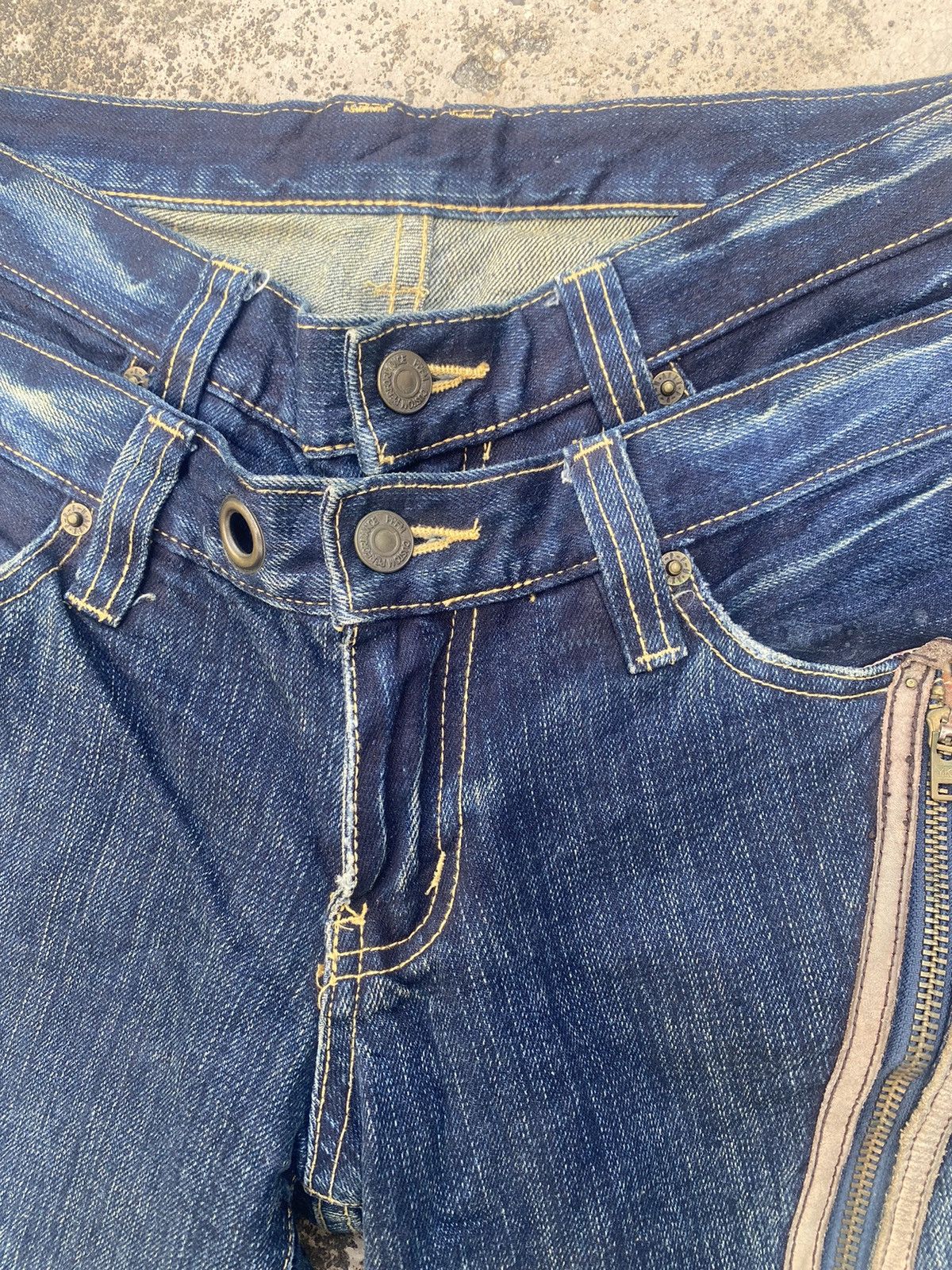 If Six Was Nine × Japanese Brand × PPFM PPFM Double Waist Distressed Zipper Denim Jeans Size US 31 - 5 Thumbnail