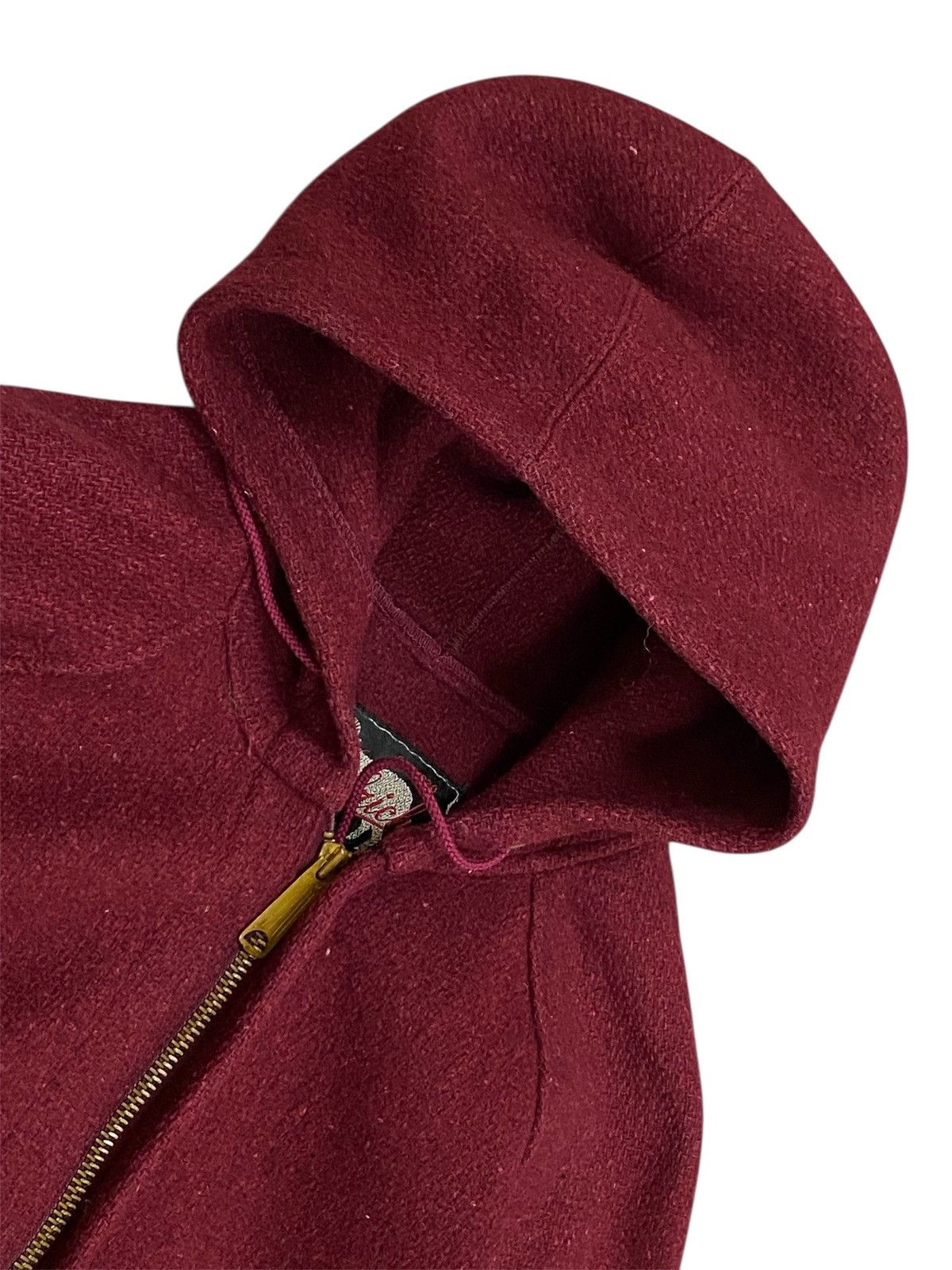 Woolrich Woolen Mills Vtg Woolrich Wool Hoodie Jacket | Talon Zipper | Burgundy Size US L / EU 52-54 / 3 - 4 Thumbnail