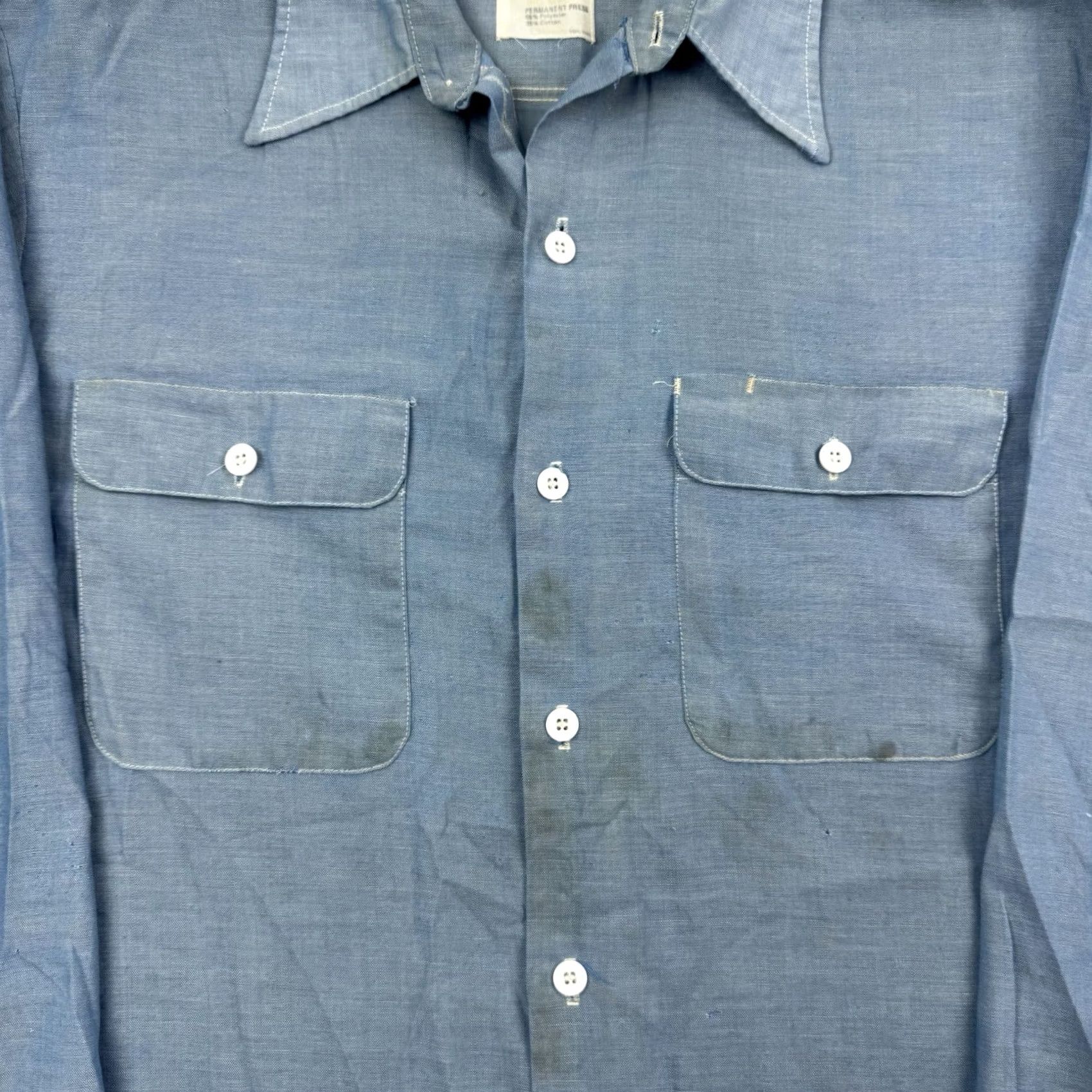 Vintage VINTAGE Big Mac Shirt Mens XL Blue Work Button Adult JCPenney THRASHED 70s American Size US XL / EU 56 / 4 - 5 Thumbnail
