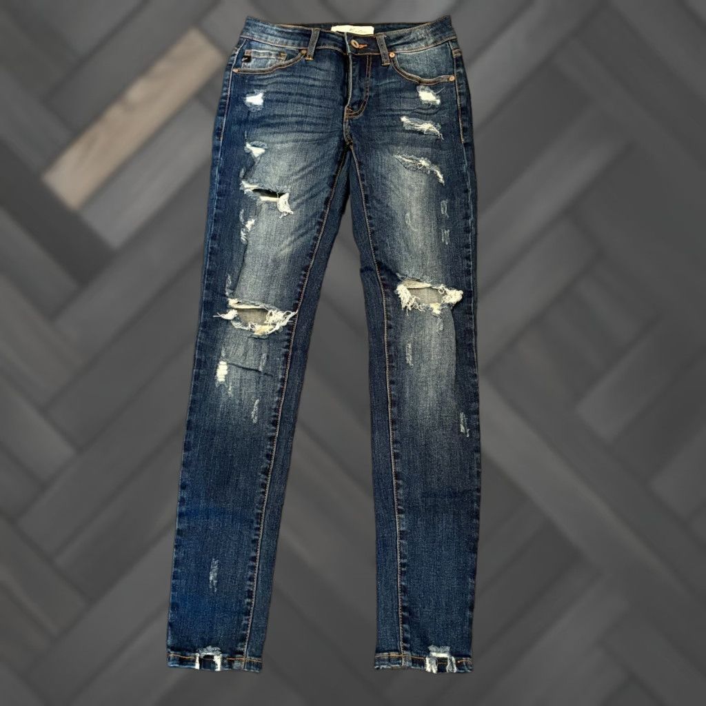 Vintage VINTAGE KanCan Jeans Womens 24/1 Blue Skinny Mid Rise Denim Stretch Frayed Hem Jeans Womens Slim Skinny Jeans 25 Blue Size 42" / US 20 - 1 Thumbnail