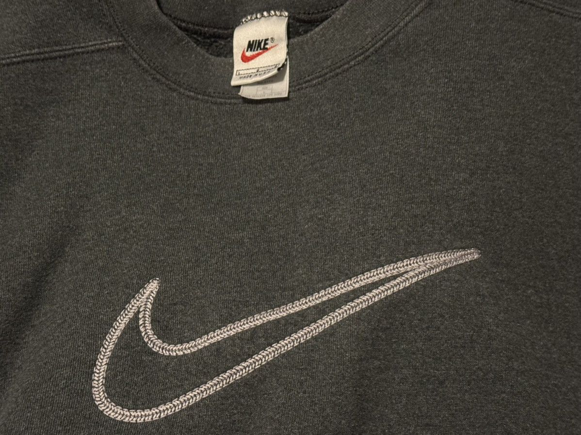 Nike × Vintage Vintage Grey 1997 1998 Nike Sweatshirt 90s Large Swoosh VTG Size US L / EU 52-54 / 3 - 3 Thumbnail