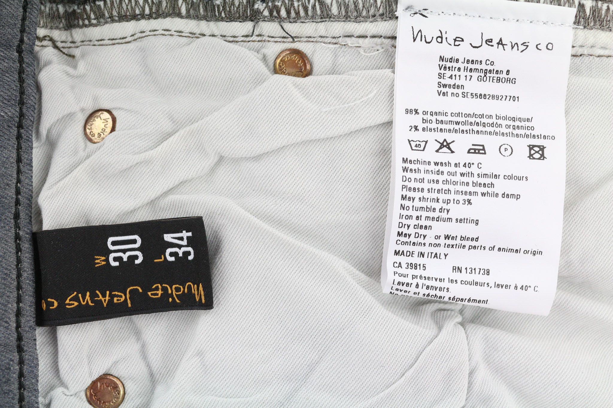 Nudie Jeans TIGHT LONG JOHN W30/L34 Organic Charcoal Logo Denim 80703 Size US 30 / EU 46 - 6 Thumbnail