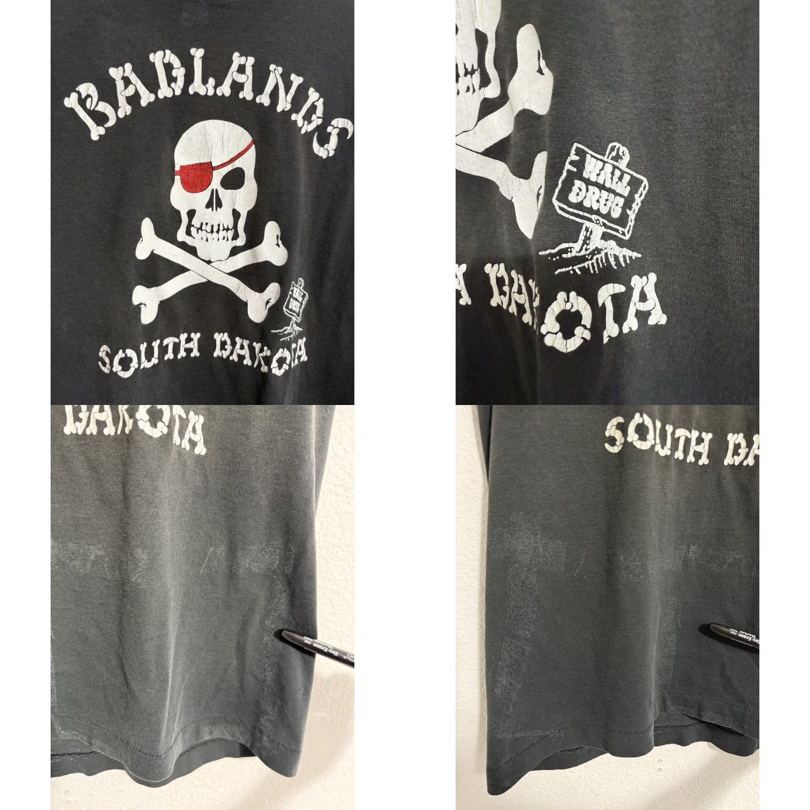 Vintage VINTAGE Badlands South Dakota Wall Drug Skull Bones Biker Harley Shirt Slim Sz L Black 90s Mens Shirt Size US L / EU 52-54 / 3 - 8 Thumbnail