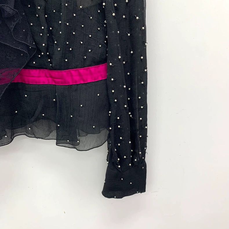 Louis Vuitton Louis Vuitton Black Silk Tie Long Sleeve Shirt with Bow La Size XS / US 0-2 / IT 36-38 - 4 Thumbnail