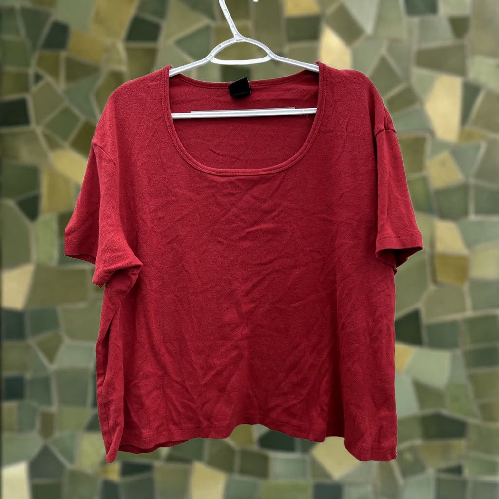 CO Womens AE Sport & Co Blouse Size 3X Red Ribbed Short Sleeve Shirt Womens Plus 3X Red Short Sleeve Blouse Size XXL / US 16-18 / IT 52-54 - 1 Thumbnail