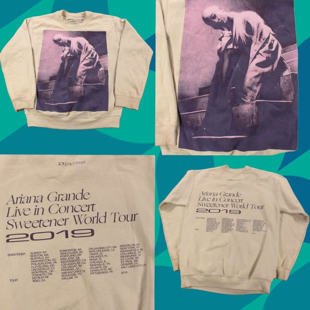 Vintage ARIANA GRANDE Sweetener World Tour 2019 graphic sweatshirt SMALL Beige r&b Size US S / EU 44-46 / 1 - 1 Thumbnail