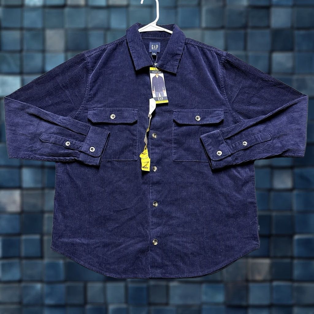 Gap GAP Shirt Mens Medium Navy Blue Corduroy Long Sleeve Button Up NWT Size US M / EU 48-50 / 2 - 1 Thumbnail