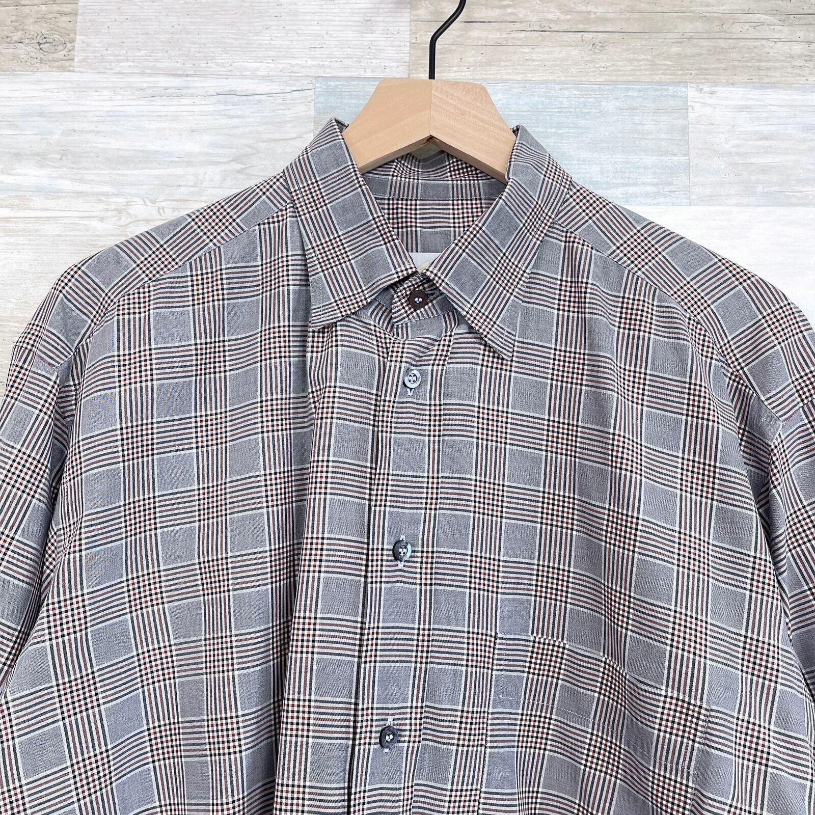 Brioni Brioni Dress Shirt Gray Brown Plaid Check Men Size V XL 17.5 Size US XL / EU 56 / 4 - 2 Thumbnail