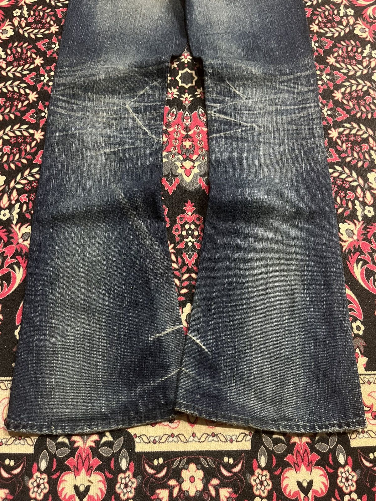Tornado Mart Vintage Midas Snake Skin Studded Blue Crack Wash Flare Jeans Size US 30 / EU 46 - 11 Thumbnail