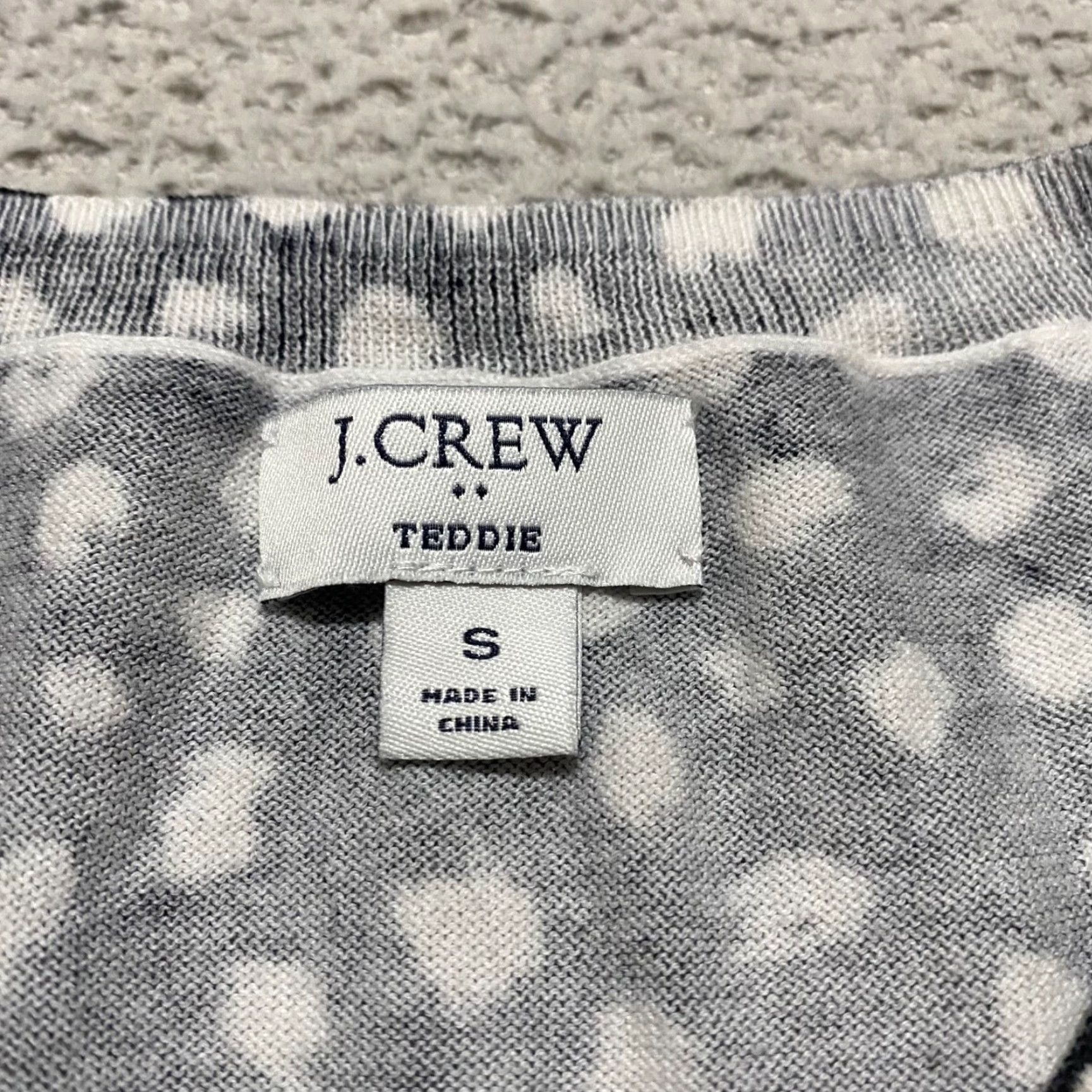 J.Crew J. Crew Womens Small Sweater Black Geometric L/S 100% Cotton Teddie Lightweight Size S / US 4 / IT 40 - 4 Thumbnail
