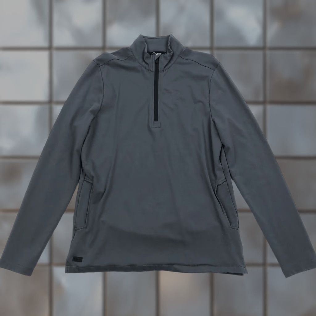 Cuts CUTS Men M Medium Gray Aeroflite Concorde 1/4 Zip Pullover Activewear Shirt Athletic Breathable Zip Mock Neck Pockets Logo 20.5 Chest Size US M / EU 48-50 / 2 - 1 Thumbnail