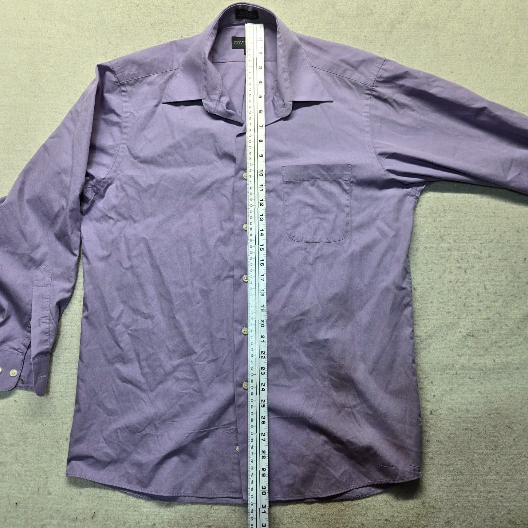 Vintage Covington Solid Purple Button Up Dress Long Sleeve Shirt Adult Men’s M 15 15.5 Size 40R - 6 Thumbnail