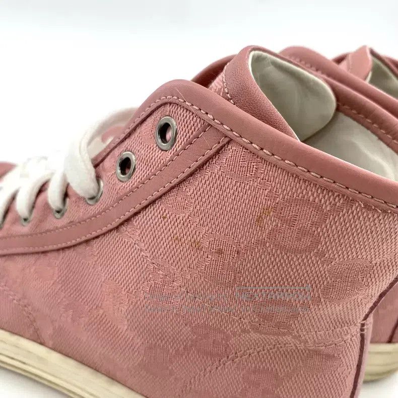 Gucci Gucci Pink logo jacquad full print laces casual flat high Size US 4.5 / IT 34.5 - 9 Thumbnail