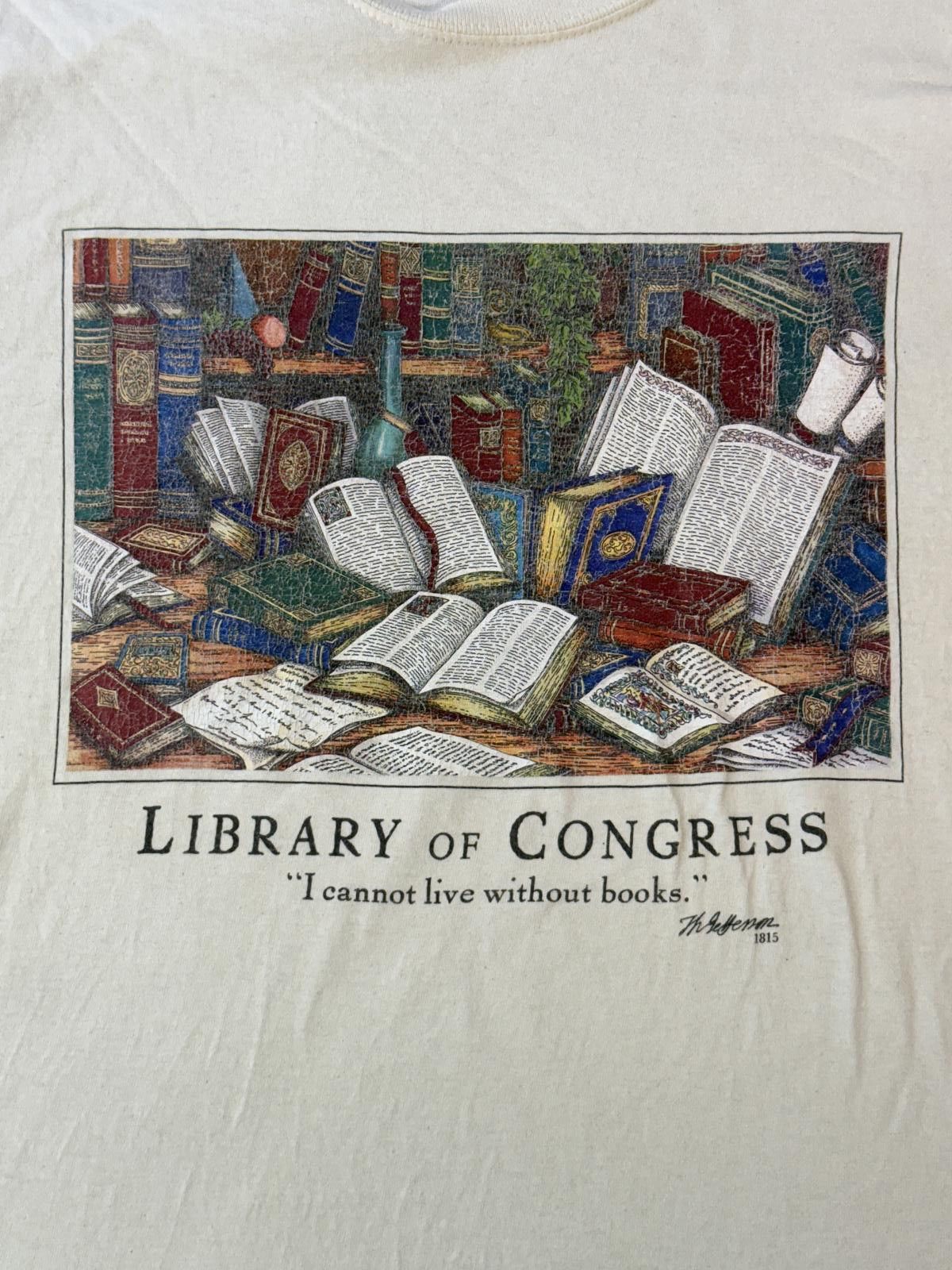 Gildan Library of Congress T-shirt I Cannot Live Without Books Tee Size US XL / EU 56 / 4 - 3 Thumbnail