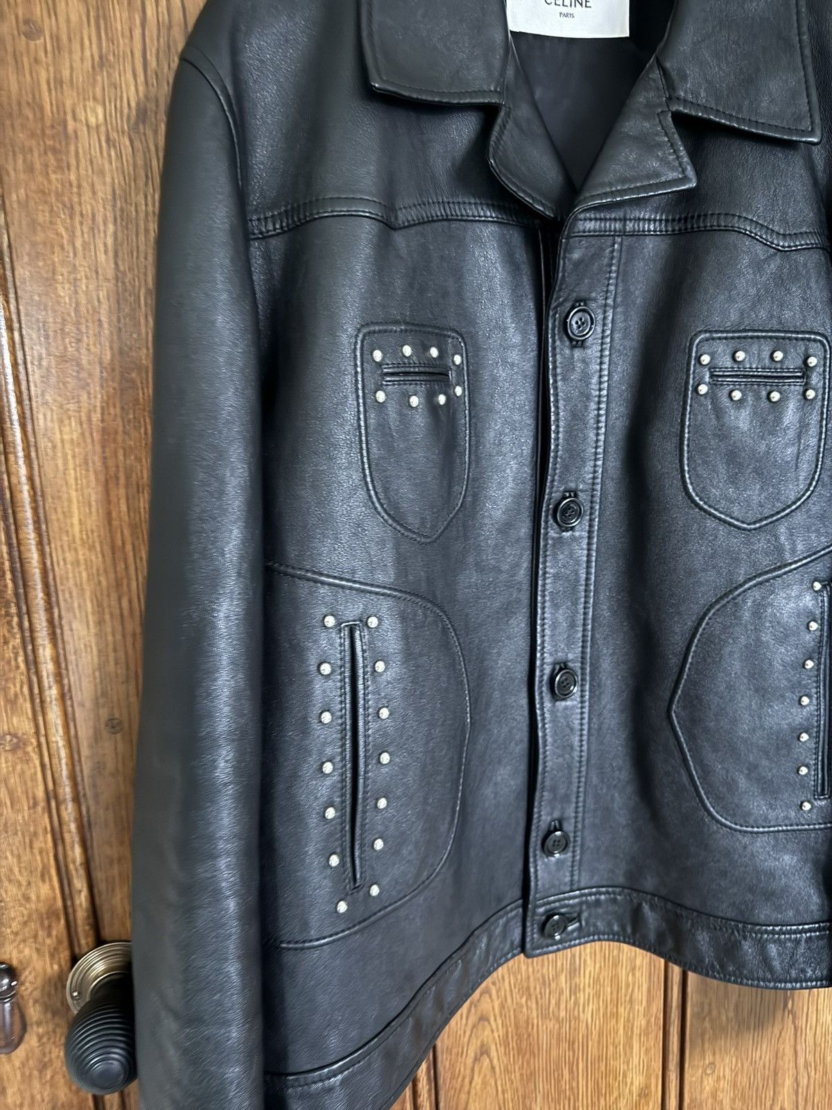 Celine FW20 Celine Hedi Slimane studded leather jacket 54 blouson Size US L / EU 52-54 / 3 - 10 Thumbnail