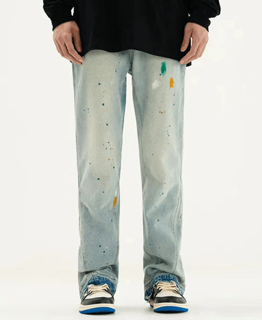 Japanese Brand × Jean High street trend straight loose ink-splashed jeans Size US 32 / EU 48 - 1 Thumbnail