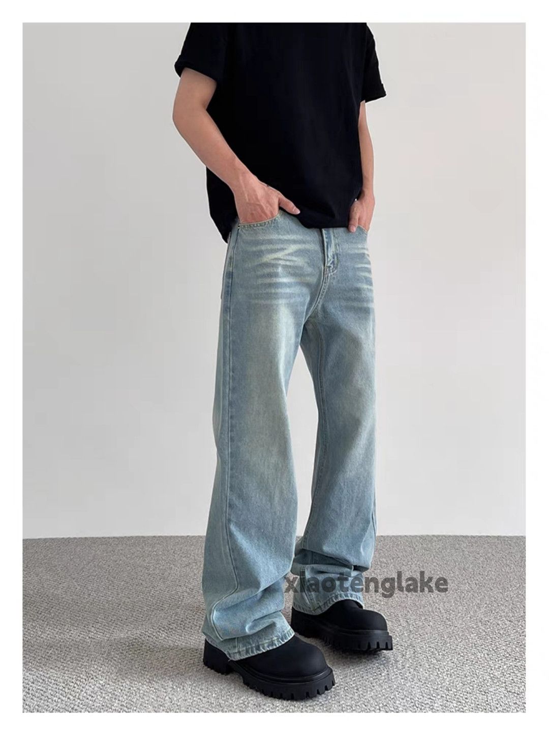 Jean × Vintage washed faded loose baggy skate outdoor cleanfit jeans Size US 34 / EU 50 - 7 Thumbnail