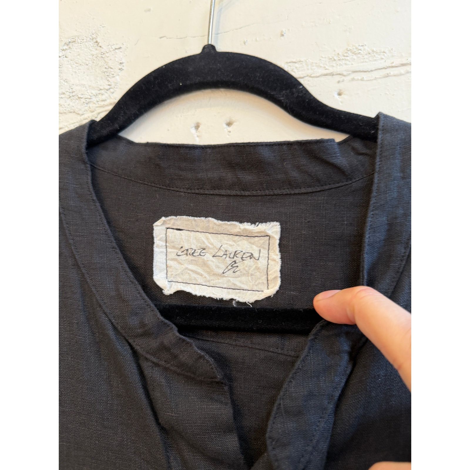 Greg Lauren Greg Lauren Black Linen Long Sleeve Button Up Studio Shirt Size US L / EU 52-54 / 3 - 3 Thumbnail
