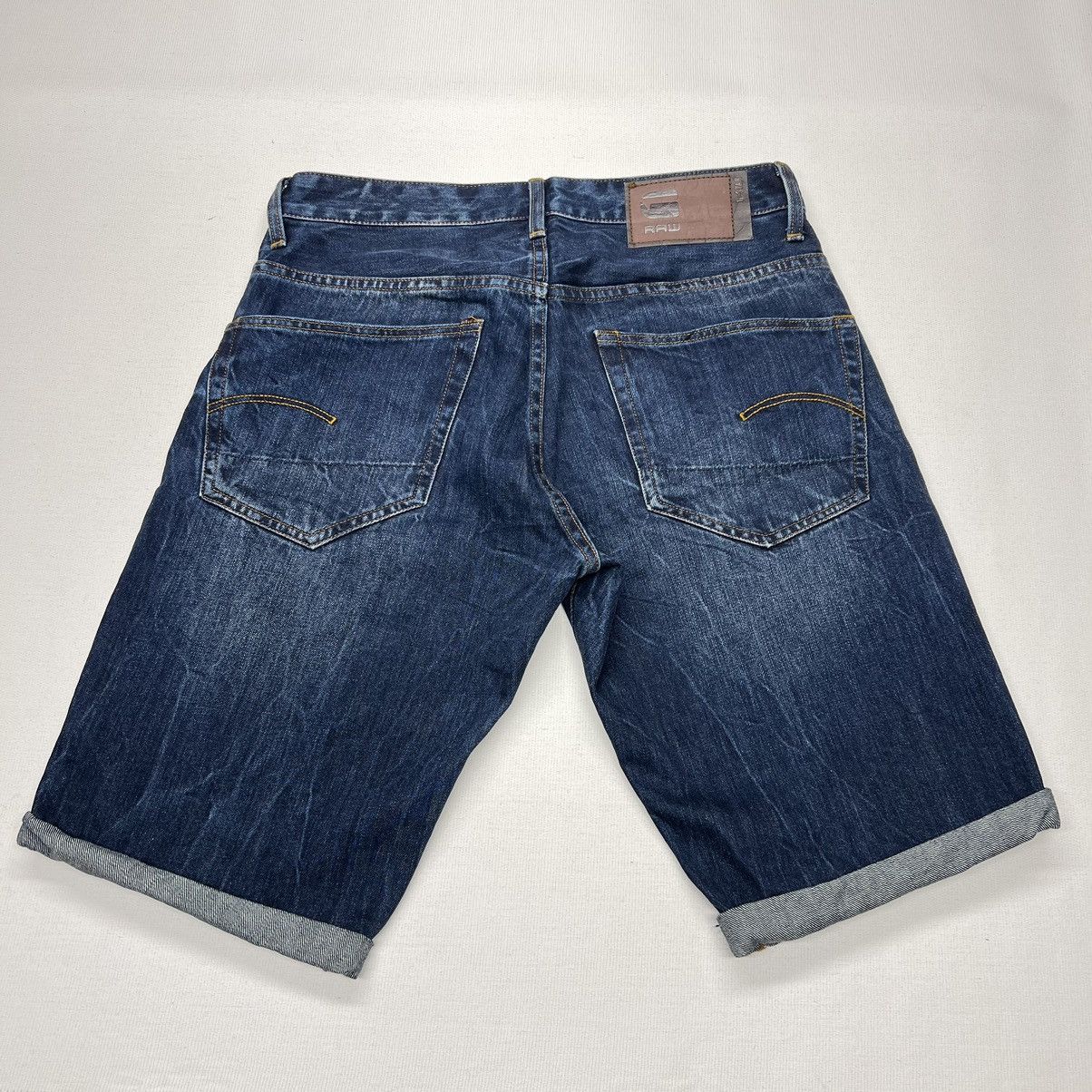 G-Star G Star Raw Jeans Shorts Blue 3301 Tapered Denim Faded Washed Size US 30 / EU 46 - 9 Thumbnail