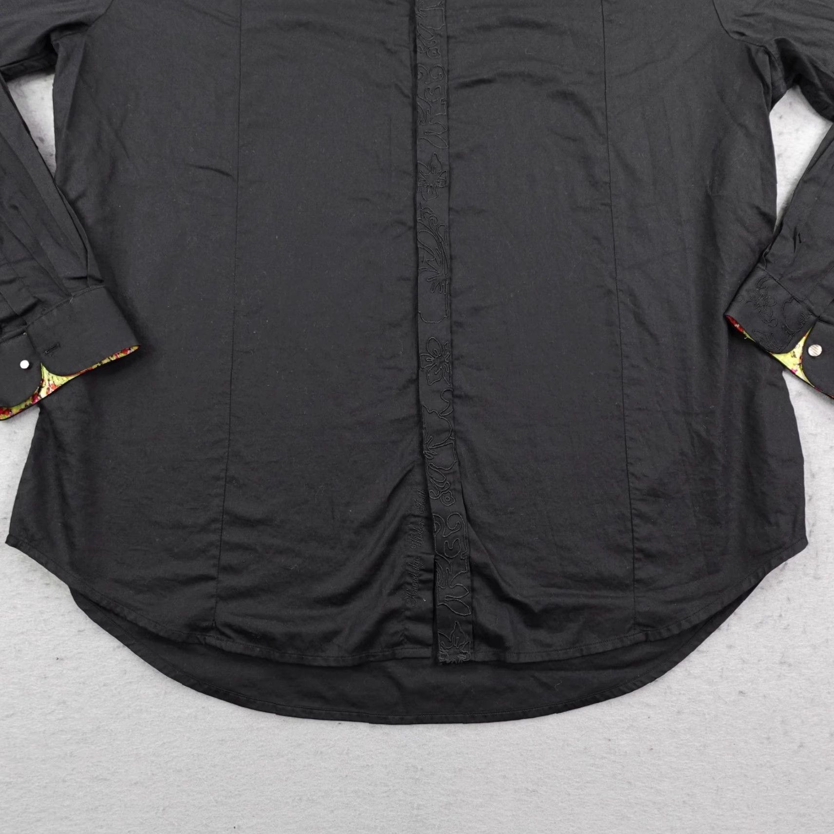 Robert Graham Robert Graham Shirt Mens 2XL Black Cotton Silk Trim Abstract Flip Cuff Button Up Size US XXL / EU 58 / 5 - 4 Thumbnail