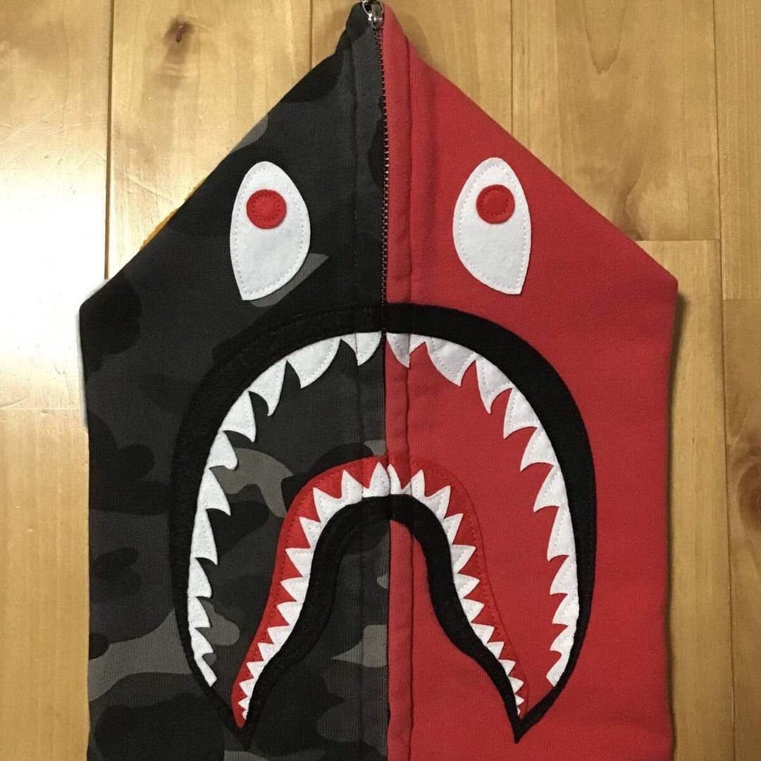 Bape BAPE Shark full zip hoodie black camo x red a bathing ape Size US M / EU 48-50 / 2 - 4 Thumbnail