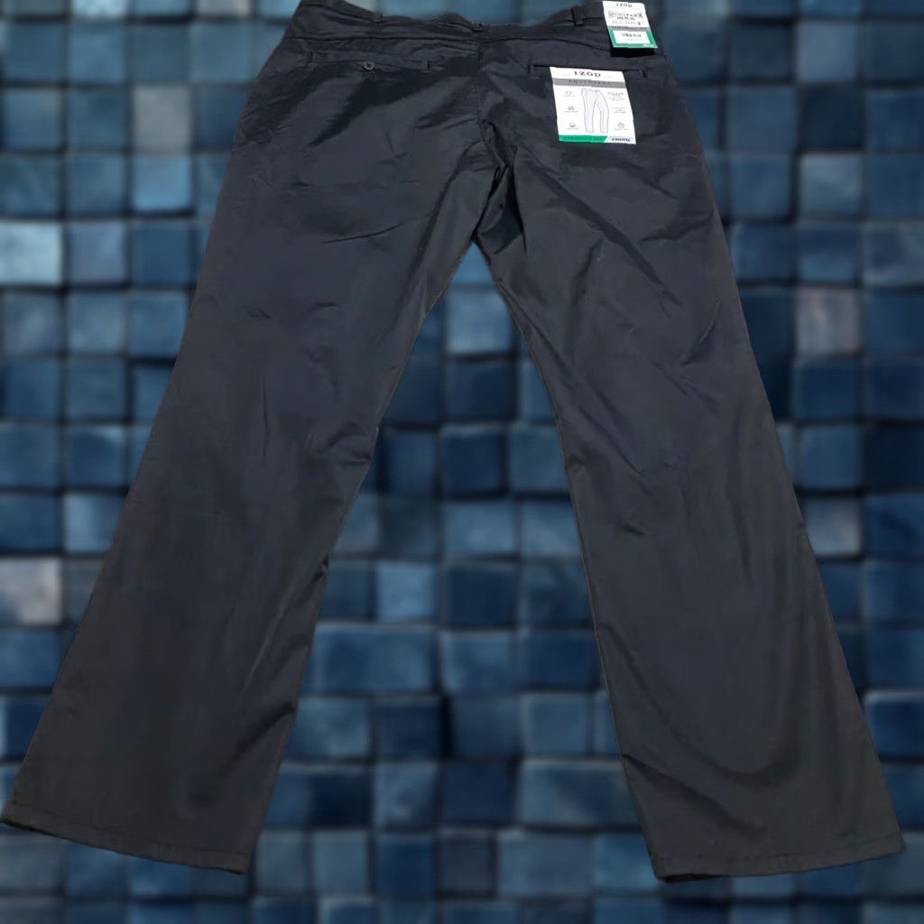 Izod NWT IZOD Mens 38x32 Pants Black Straight Leg Chino Stretch Non-Iron Wicking New Size US 38 / EU 54 - 1 Thumbnail
