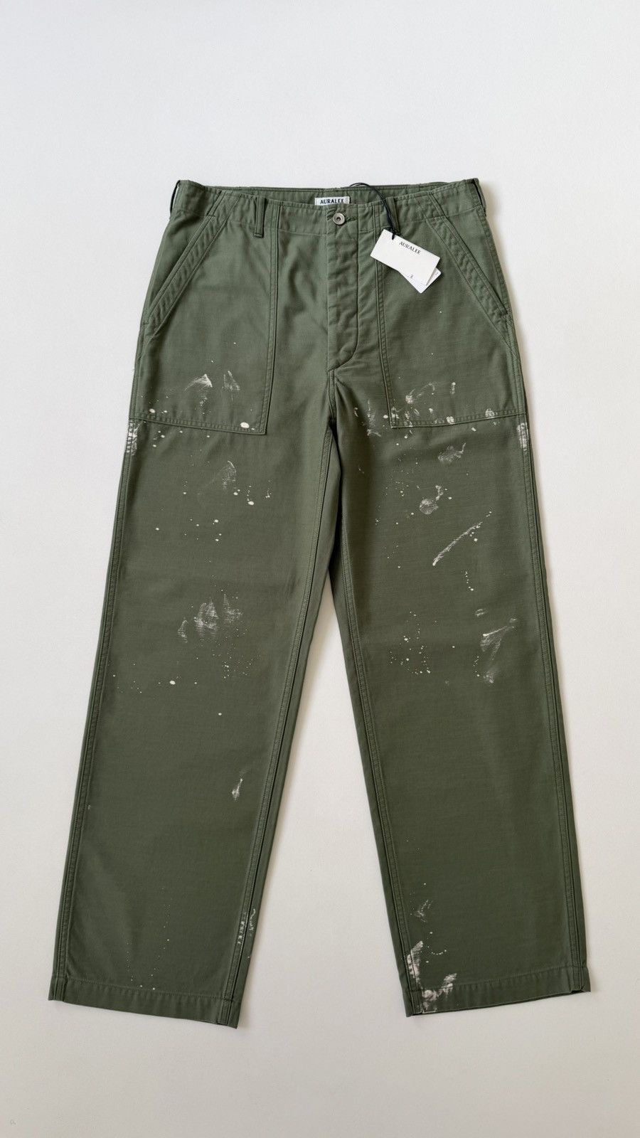 Auralee Washed Green ‘Bleached Baker Pants’ Size US 32 / EU 48 - 17 Thumbnail