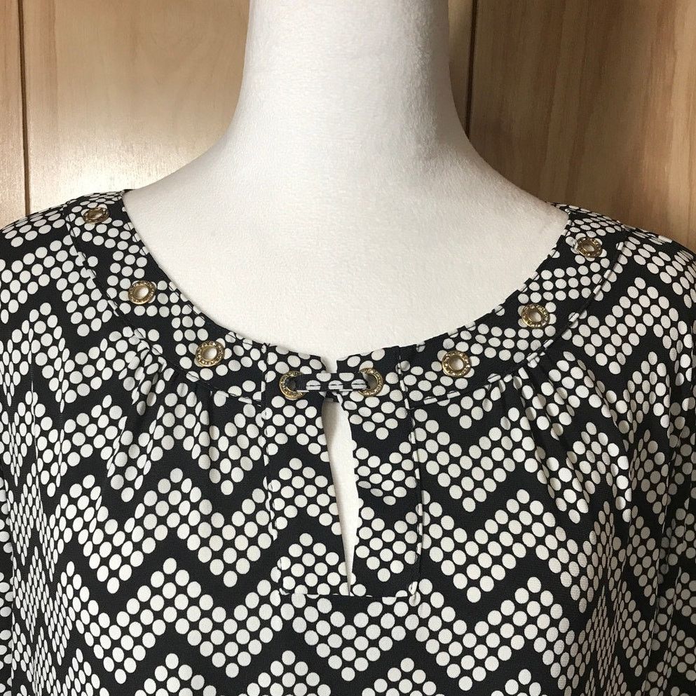 Other New York Beaded Chevron Keyhole Long Sleeve Blouse 1X Size XL / US 12-14 / IT 48-50 - 6 Thumbnail