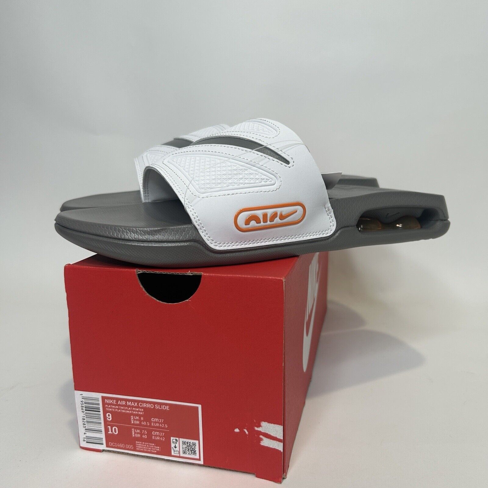 Nike Nike Max Cirro Slides “White Gray Orange Platinum” 2024 Size US 9 / EU 42 - 1 Thumbnail