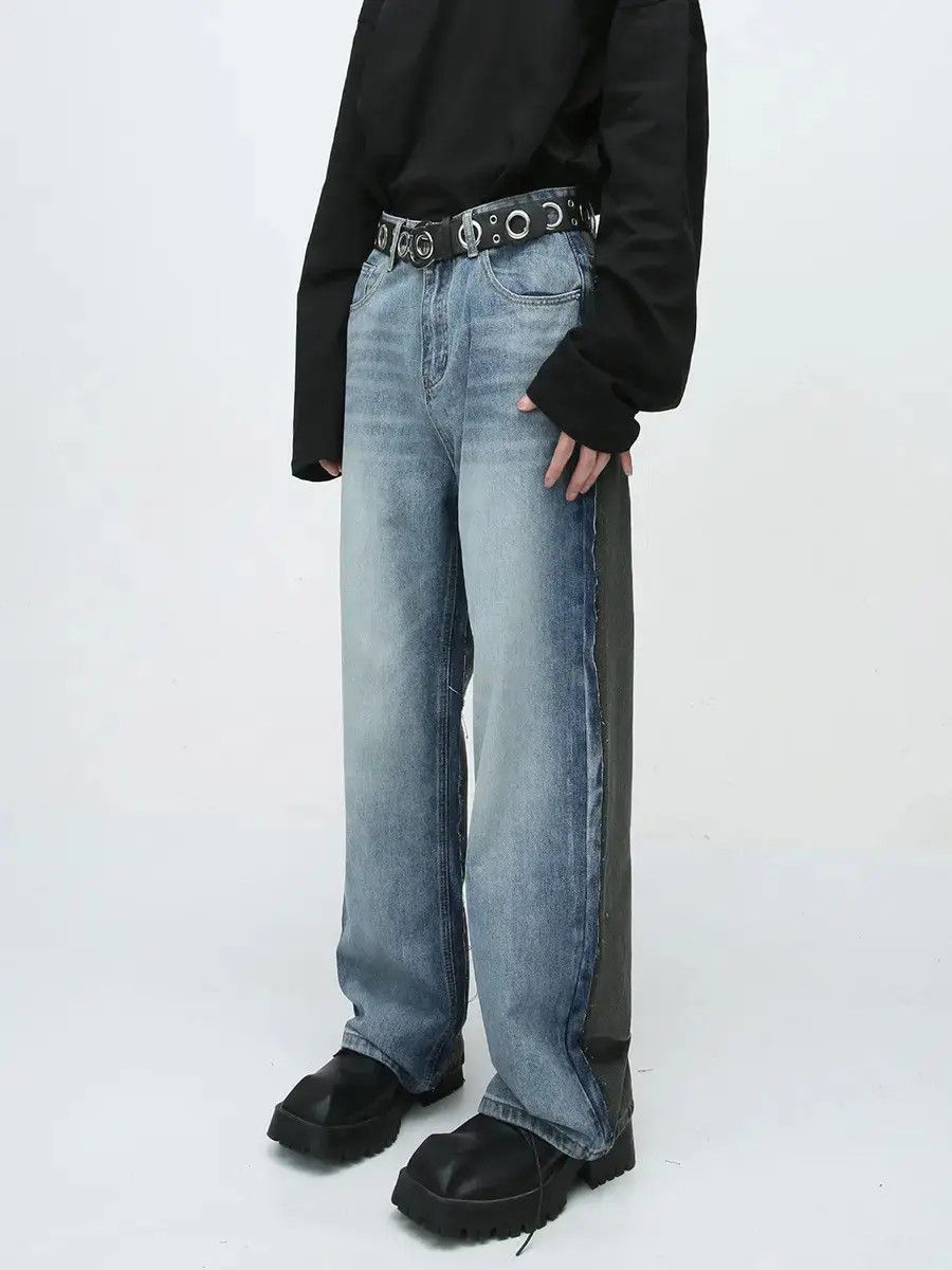 Japanese Brand Retro blue gray patchwork casual jeans Size US 32 / EU 48 - 1 Thumbnail
