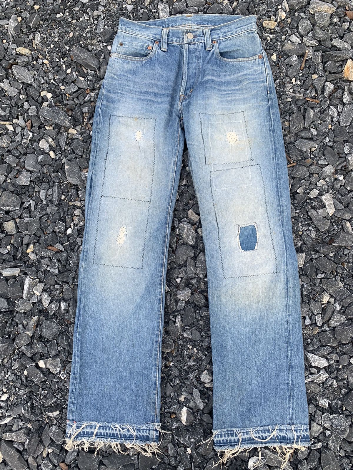Kapital VINTAGE BLUE BLUE INDIGO SELVEDGE JAPANESE DISTRESSED DENIM Size US 28 / EU 44 - 1 Thumbnail