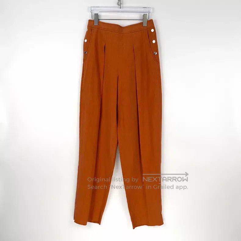 Hermes Hermes Brick Red Fixed Belt Linen Trousers Size 24" / US 00 / IT 34 - 3 Thumbnail