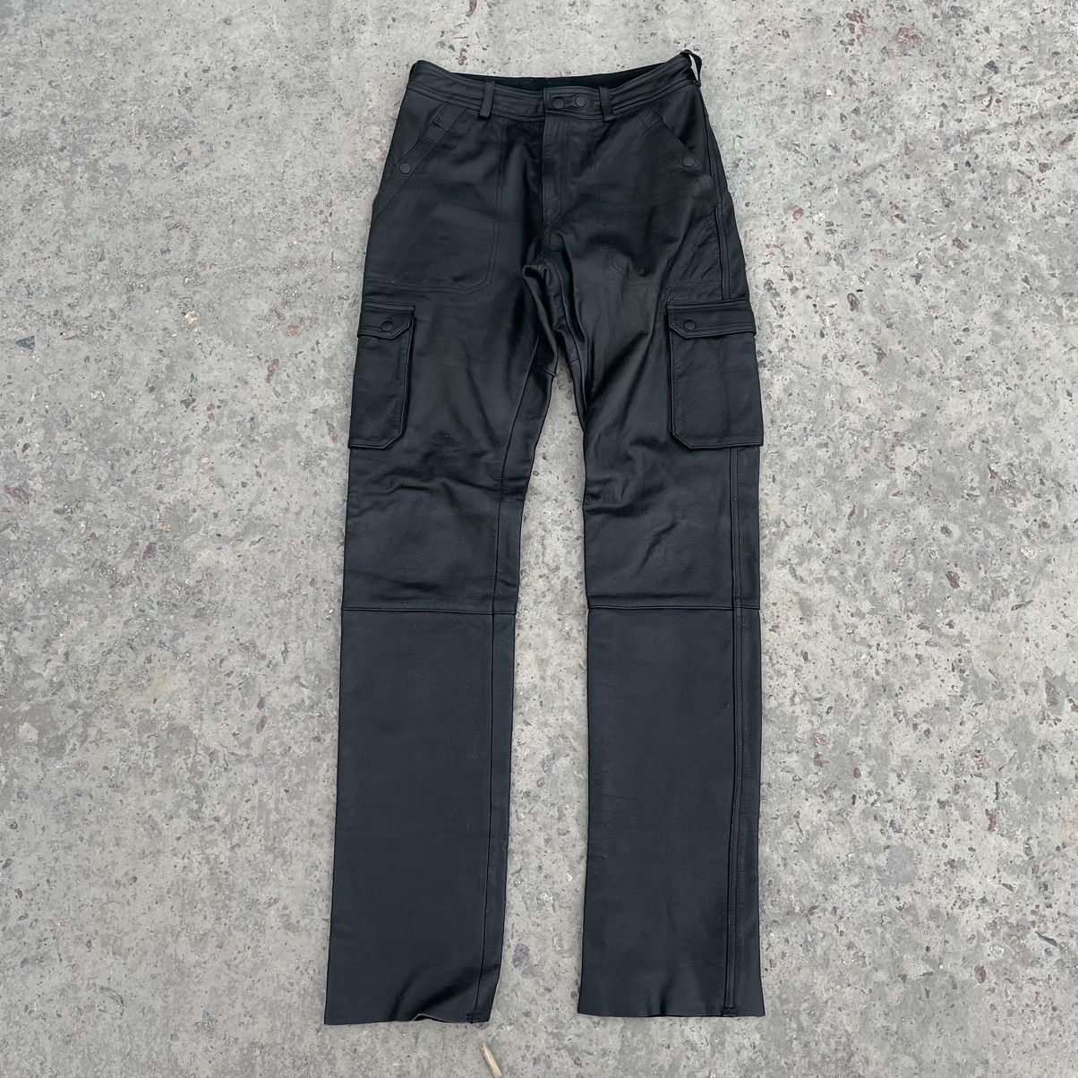 Vintage Vintage Moto Jeans Leather Cropped 48 Pants Y2K 90s USA Size US 31 - 1 Thumbnail