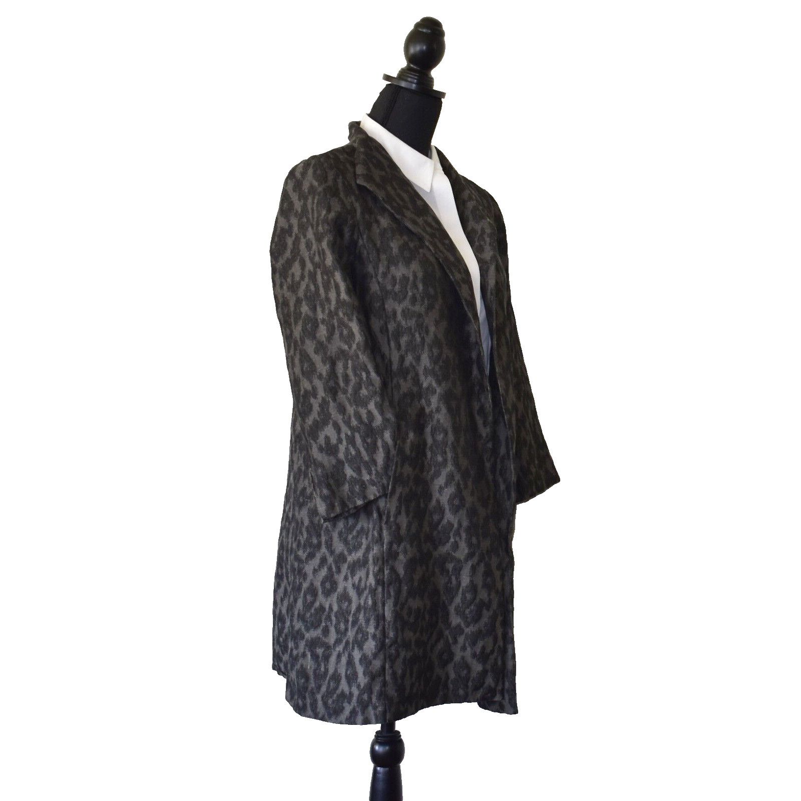 Eileen Fisher EILEEN FISHER Black & Grey Cotton/Silk Duster Jacket Size S Size S / US 4 / IT 40 - 2 Thumbnail