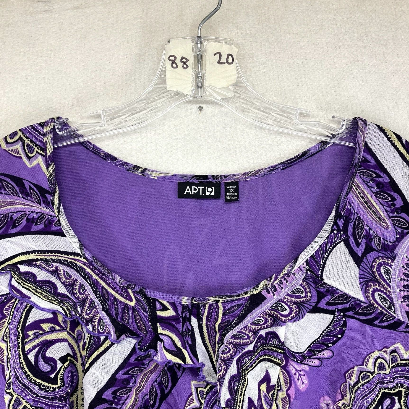 Apt. 9 Apt. 9 Blouse Women 1X Purple Paisley Sleeveless Scoop Neck Lined Ruffle Bohemian Casual Lightweight Breathable Shirt Size XL / US 12-14 / IT 48-50 - 4 Thumbnail