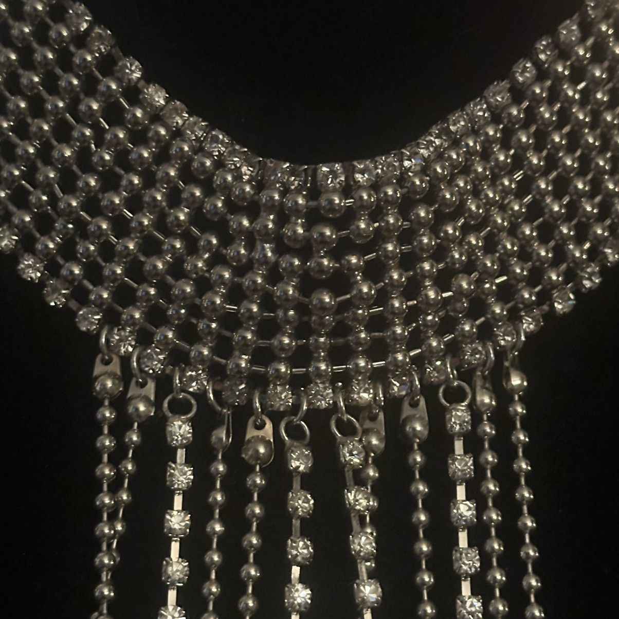 Other Silver tone rhinestone choker shoulder/body chain necklace Size ONE SIZE - 4 Thumbnail