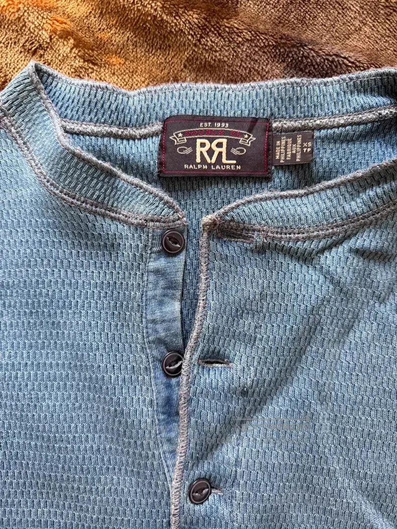 RRL Ralph Lauren RRL Ralph Lauren Indigo Heavy Wash Classic Henley Shirt Size US XS / EU 42 / 0 - 3 Thumbnail