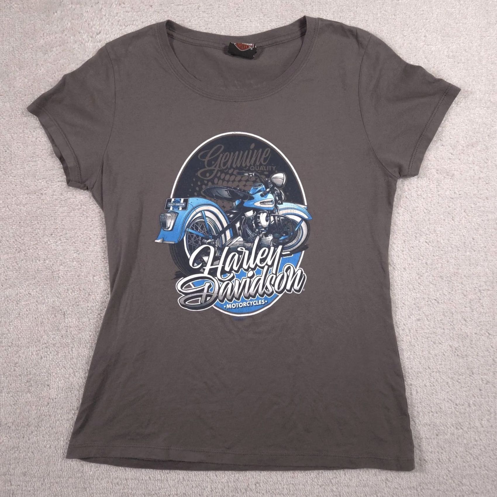 Harley Davidson Harley-Davidson Shirt Womens Medium Gray Graphic Motorcycle Tee Top Crew Neck Short Sleeve Cotton Jersey Rhinestone 2021 Vintage-Style? Size M / US 6-8 / IT 42-44 - 2 Thumbnail