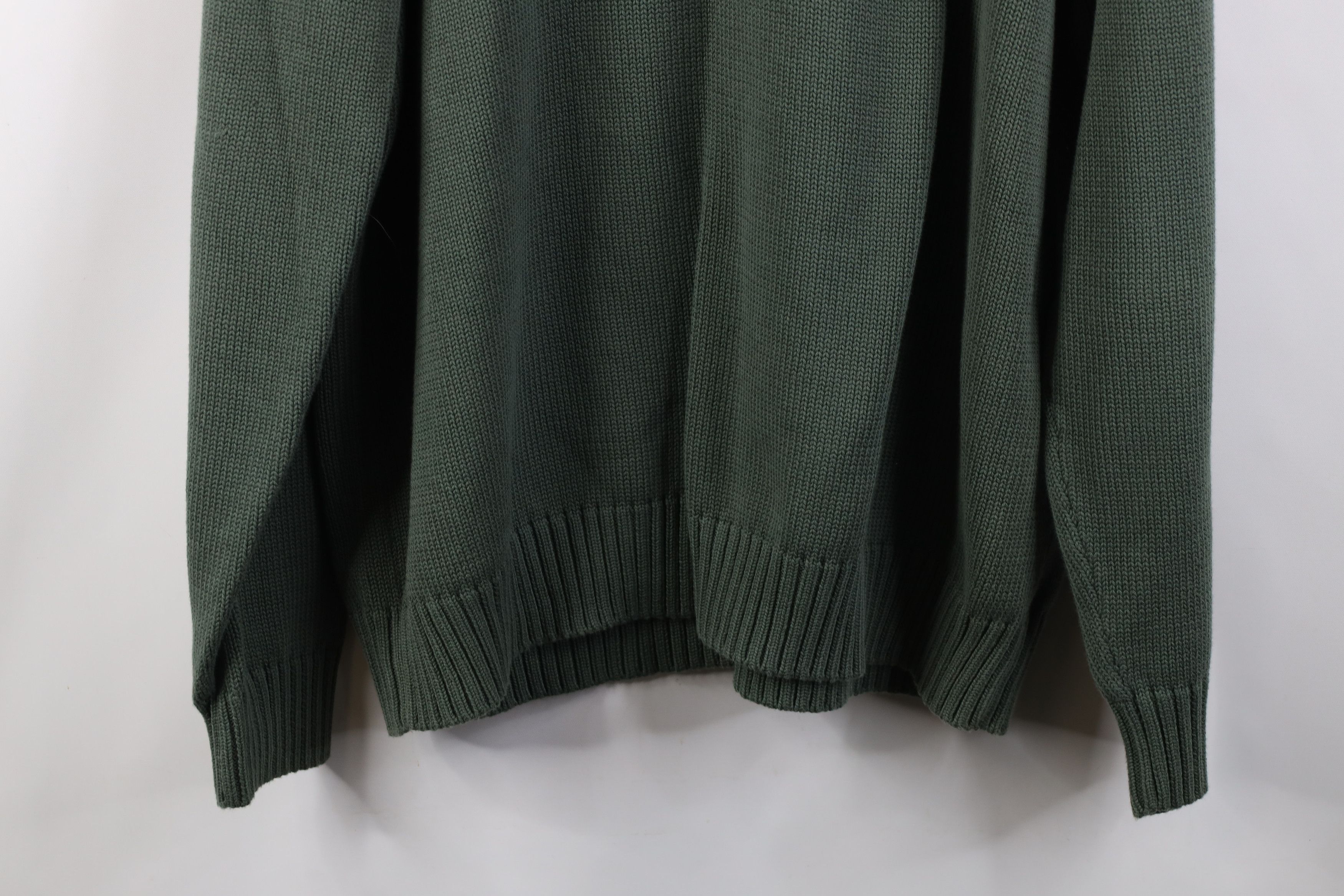 Lands' End Vintage 90s Lands End Cotton Knit Crewneck Sweater Green Size US XL / EU 56 / 4 - 10 Thumbnail
