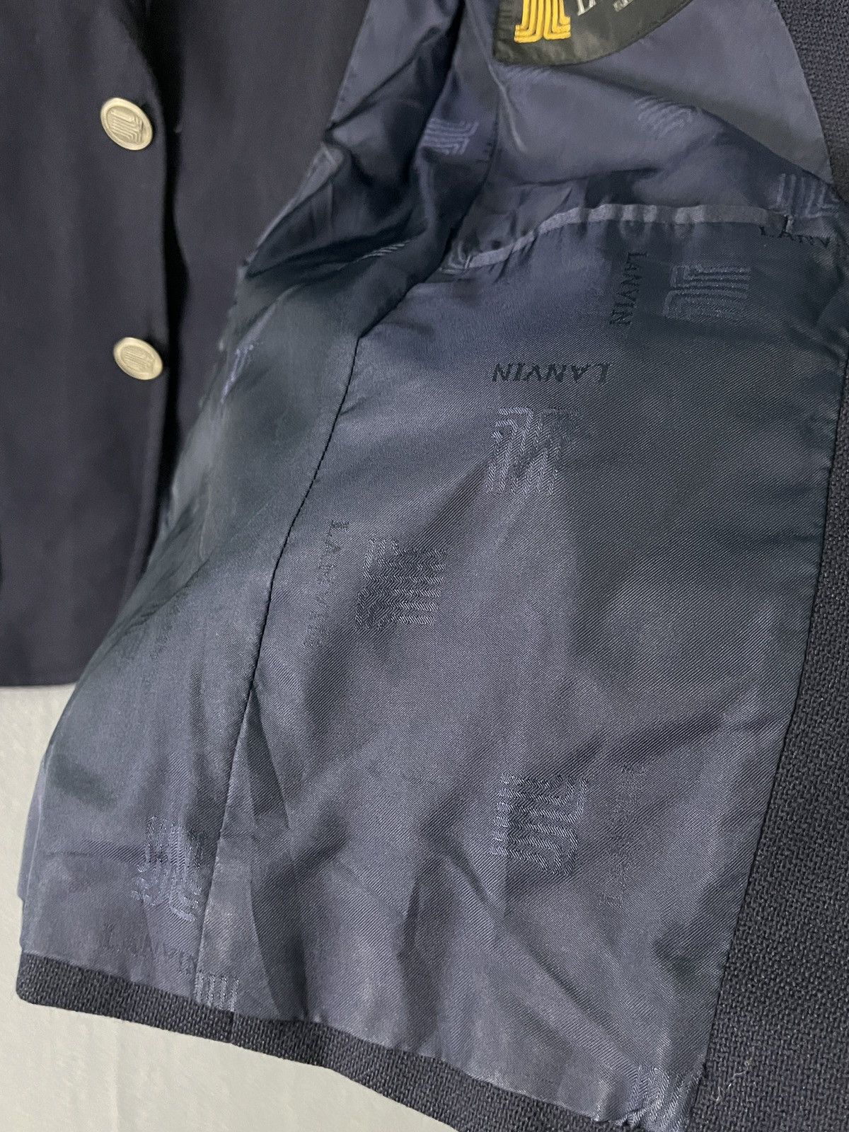 Lanvin × Vintage Lanvin Wool Coat Blazer Navy Blue Size S / US 4 / IT 40 - 9 Thumbnail