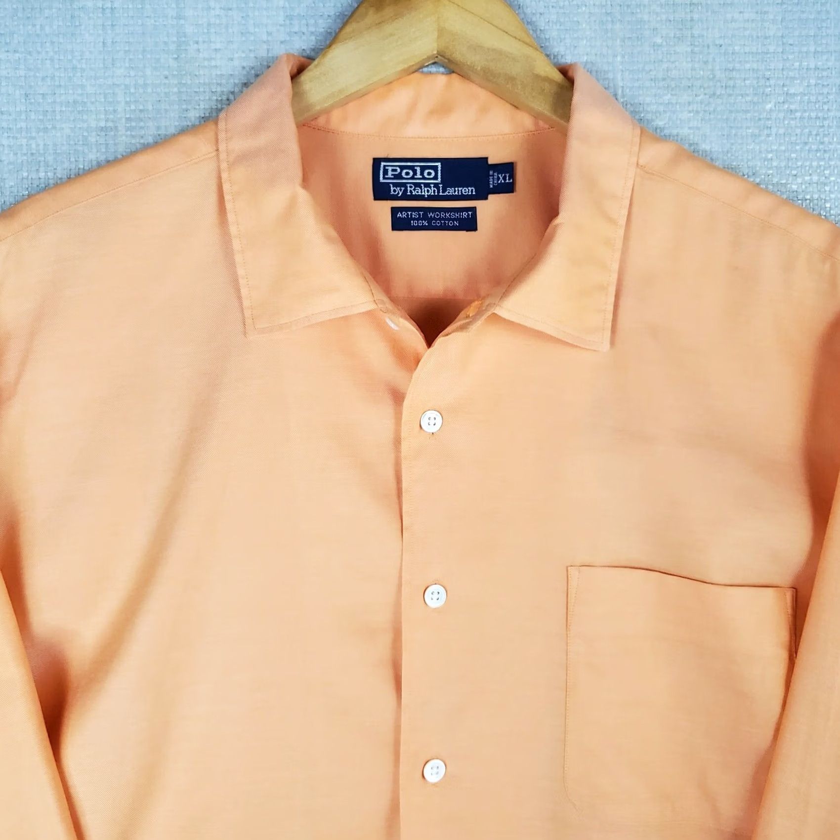 Polo Ralph Lauren VTG Polo Ralph Lauren Artist Workshirt Long Sleeve Button-Up Men's XL Orange Cotton Poplin Lightweight Casual, Vintage Polo Ralph Lauren Shirt Size US XL / EU 56 / 4 - 3 Thumbnail