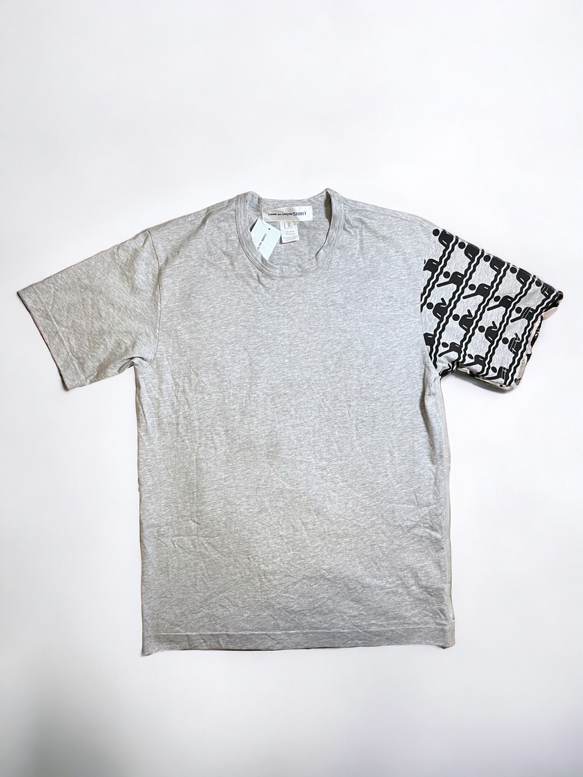 image of Comme Des Garcons Stop Sign T-Shirt in Grey, Men's (Size Small)