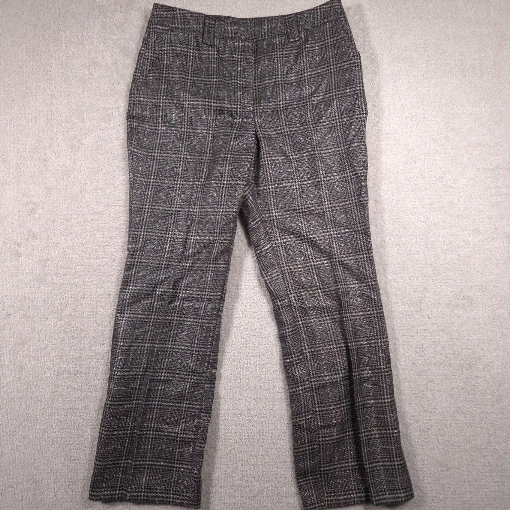 Worthington Worthington Pants Womens 14 Gray Metallic Plaid Straight Leg Dress Career Work Pants Size 36" / US 14 / IT 50 - 2 Thumbnail