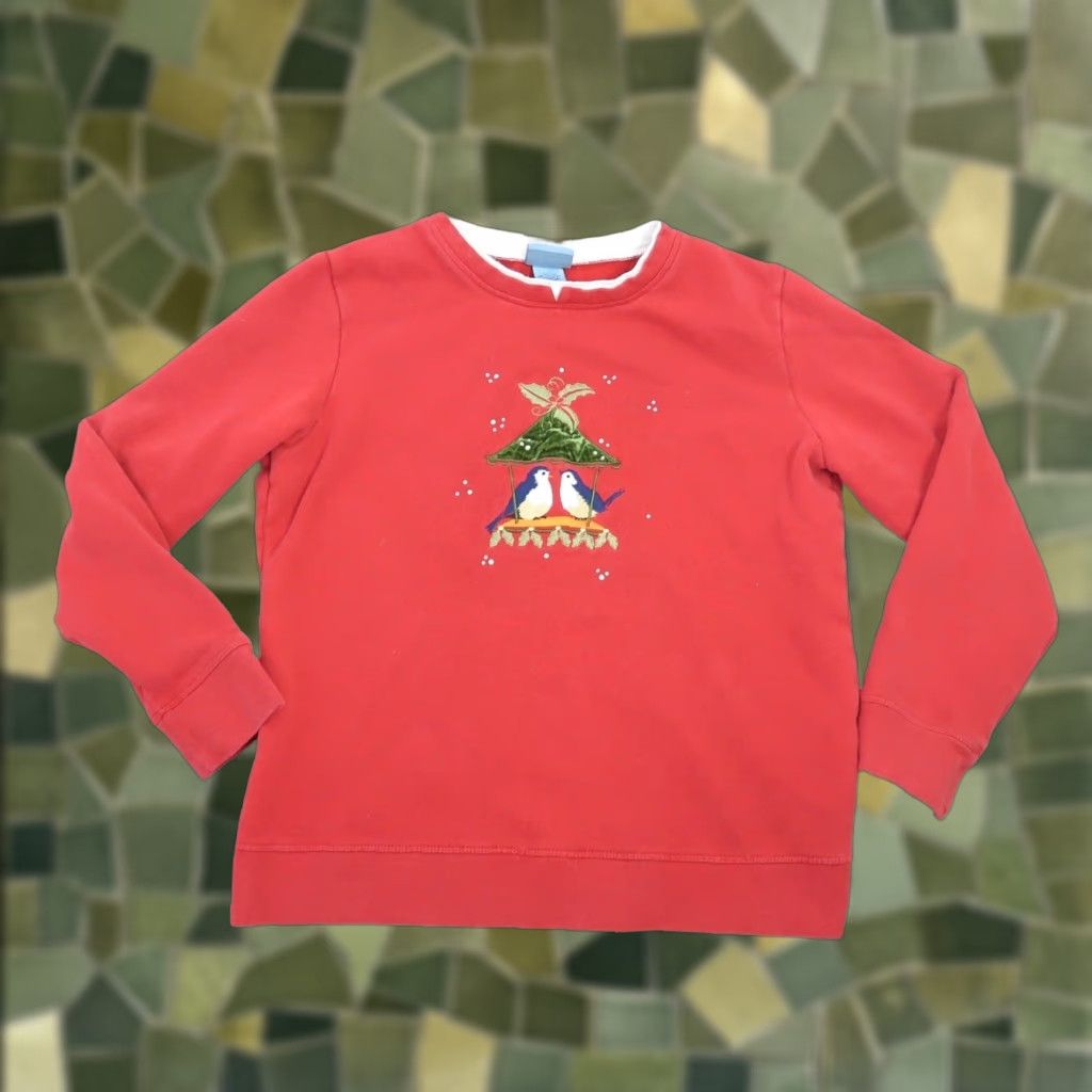Vintage VINTAGE 90s red Christmas holiday bird graphic sweatshirt M Women Crew Neck Long Sleeve Cotton Pullover Casual Birds Holiday Size M / US 6-8 / IT 42-44 - 1 Thumbnail