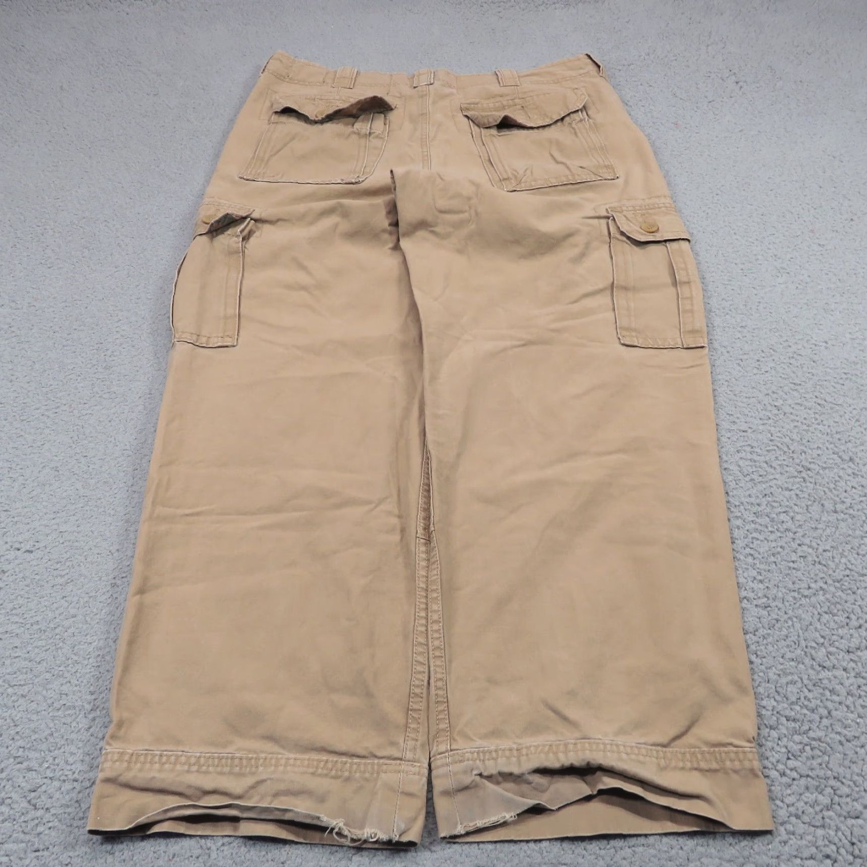Vintage VINTAGE Wonderwall Cargo Pants Mens 35 Baggy Military Raver Skater Paratrooper Surfer Y2K 36x30 Beige Cotton Wide-Leg Mens Pants Size US 35 - 2 Thumbnail