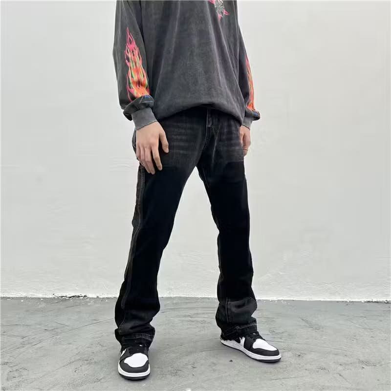 image of Vintage Double Knee Carpenter Faded Flared Jeans in Grey, Men's (Size 32)