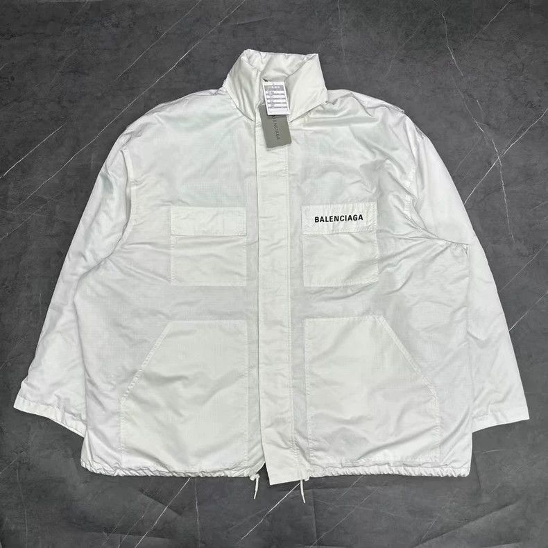 Balenciaga Balenciaga White Logo Cotton Jacket Size US L / EU 52-54 / 3 - 1 Thumbnail
