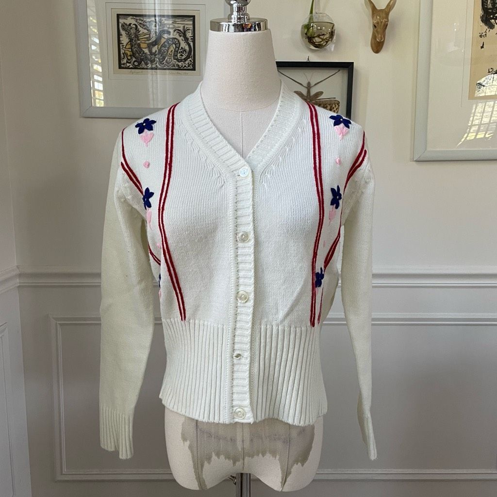 Vintage Vintage 70s Starlight Trading Co Embroidered Cropped Cardiga Size S / US 4 / IT 40 - 1 Thumbnail