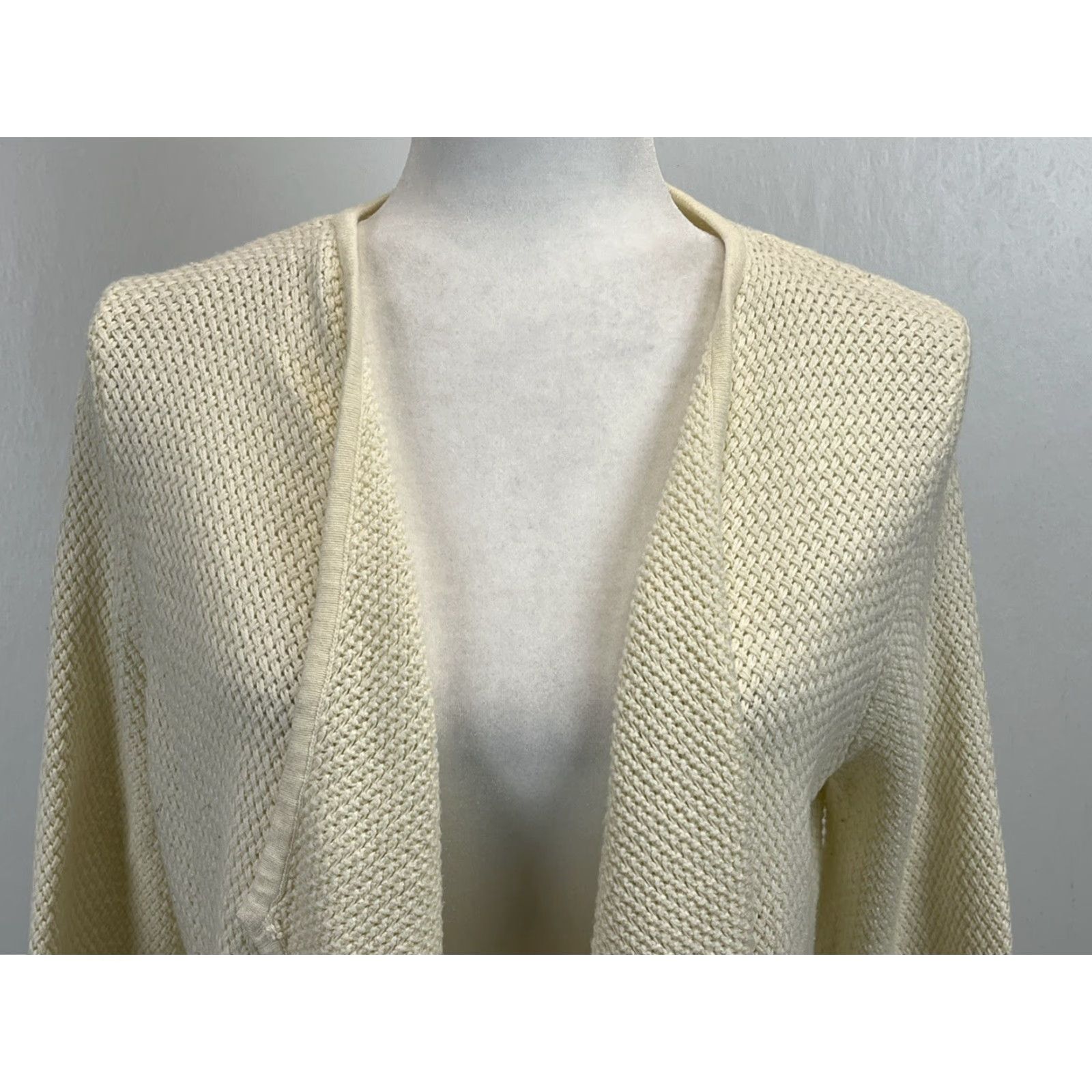 J. Jill VINTAGE J. Jill Womens Knit Cardigan Sweater Sz Medium Ivory Open Front Casual Fall Size M / US 6-8 / IT 42-44 - 5 Thumbnail