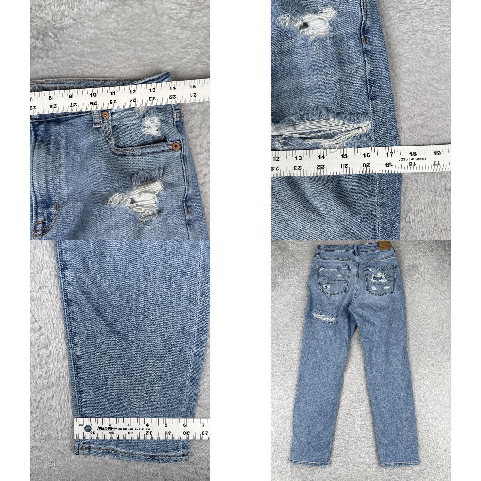 American Eagle Outfitters American Eagle Jeans Womens 4 Blue Distressed High Rise Straight Stretch Denim Jeans Modern 90s Womens Size 27" / US 4 / IT 40 - 9 Thumbnail